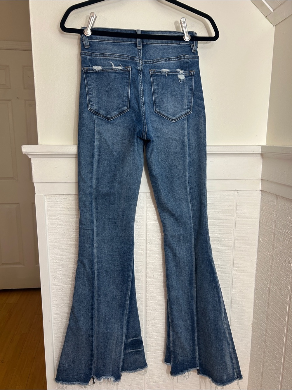 Flying Monkey Raw Hem Flare Leg Boho Denim Jeans size 24 - Picture 4 of 10